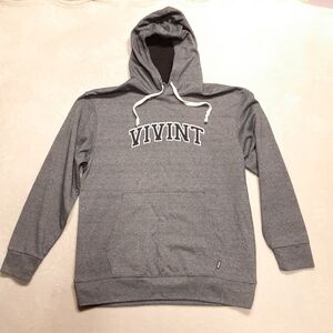 Vivint Mens Heavy Terry Cotton Pullover Hoodie Large Gray Marled Embossed Logo